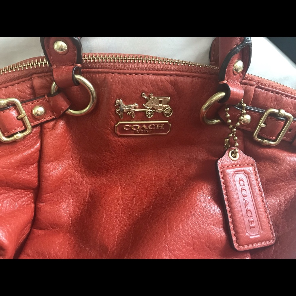 COACH Leather Satchel bag. Orange EUC - Picture 3 of 8